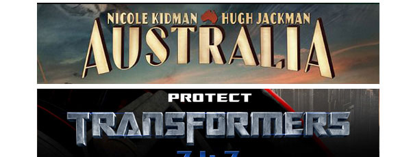 Australia and Transformers Movie Poster Fonts