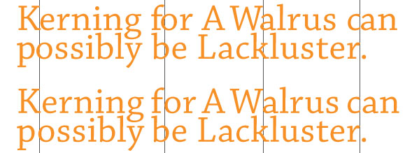 Kerning Spacing between Characters of Type