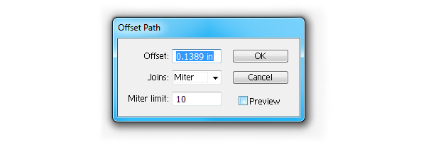 Adobe Illustrator Offset Path Tool Dialog Box-Miter Limit Join Offset