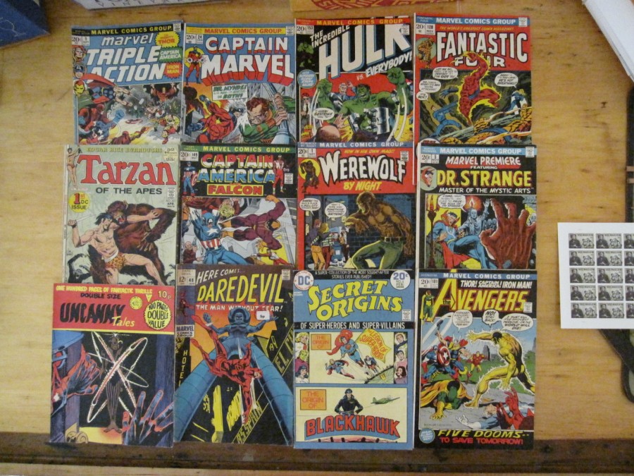 Display of Comic Books from older time periods