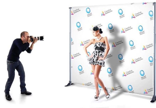 step and repeat banner printed 8x10 and used for runway shoots | mmprint.com