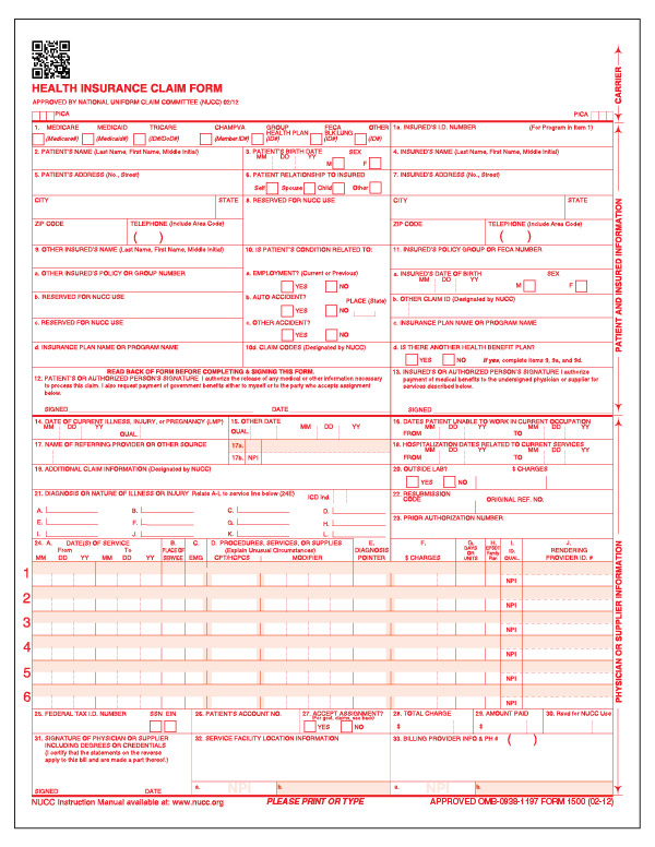 Health Insurance Claim Form | HCFA 1500