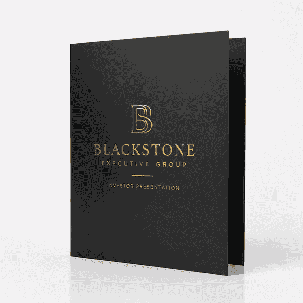 Black and gold presentation folder