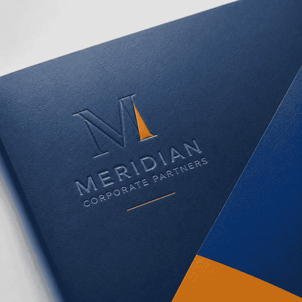 Embossed logo presentation folder
